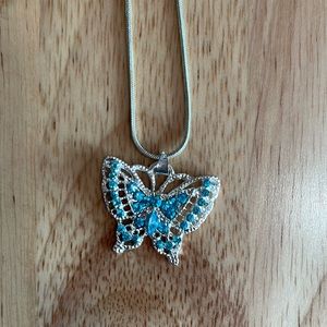 Blue butterfly necklace